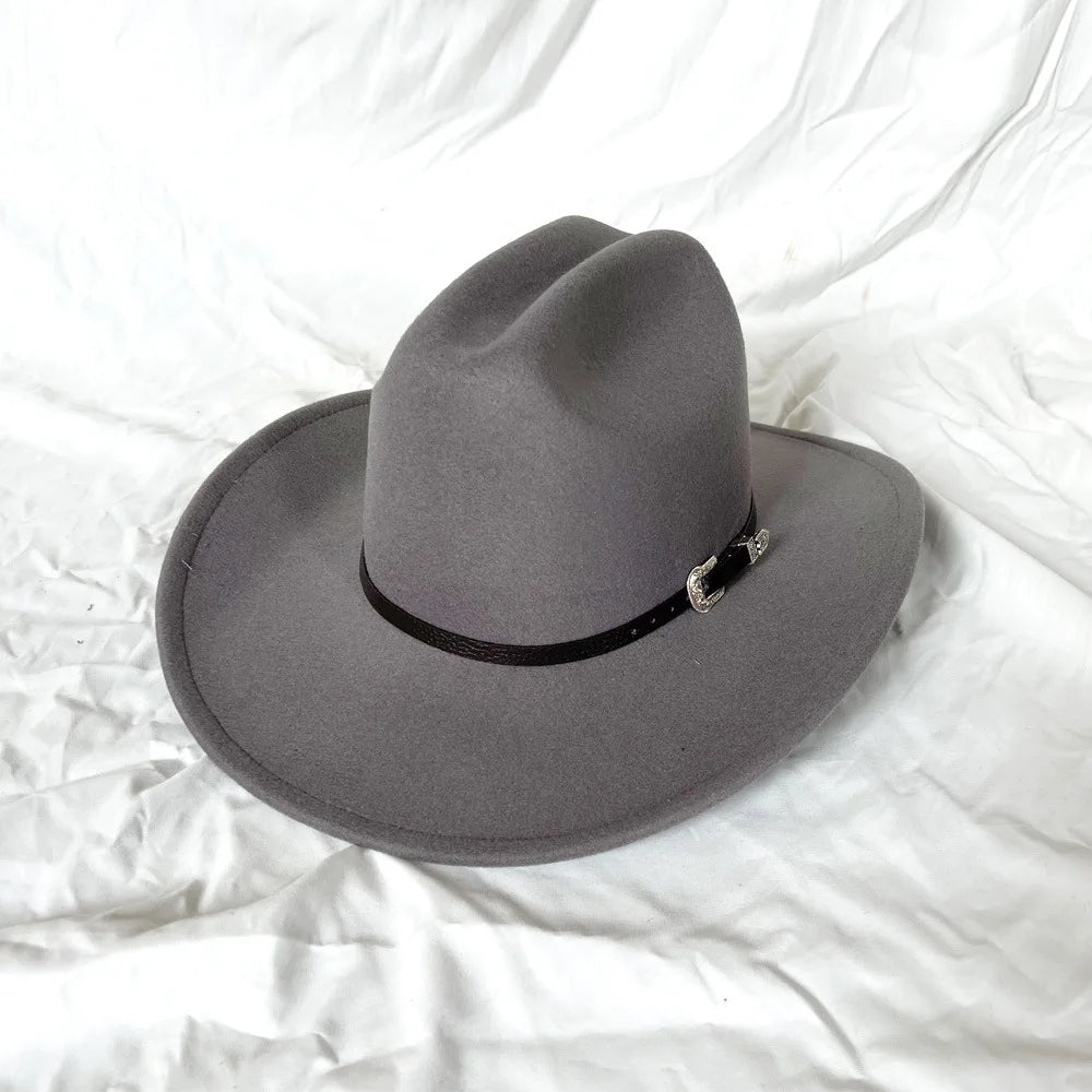 Chapeau Vintage Western Cowboy Unisexe – Style Gentleman & Cowgirl, Large Bord en Cuir – Jazz Cloche Sombrero Élégant pour Homme & Femme - BLACKBEARD OUTDOOR INDUSTRIES
