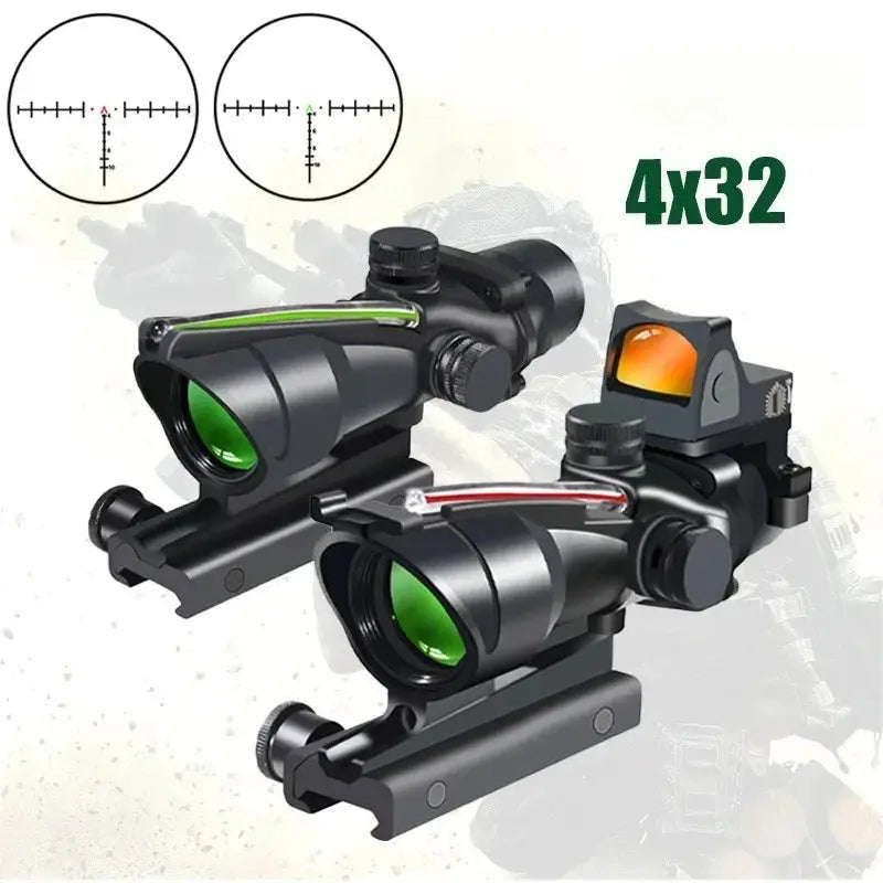 Lunette de Tir 4x32 avec Point Rouge – Optique à Fibre Réelle, Réticule Éclairé Vert et Rouge pour Rail 20mm Ma boutique