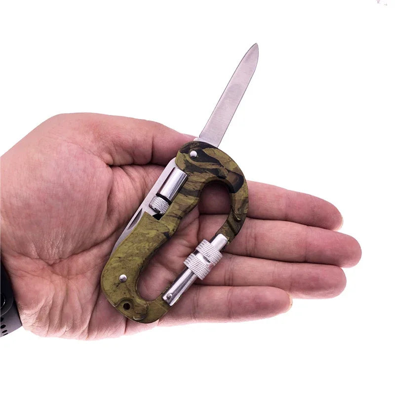 Outil Multi-fonction 5 en 1 pour Extérieur – Camo, Camping, Escalade, Cadenas Parachutiste, Couteau, Lampe LED, Mousqueton de Montagne - BLACKBEARD OUTDOOR INDUSTRIES