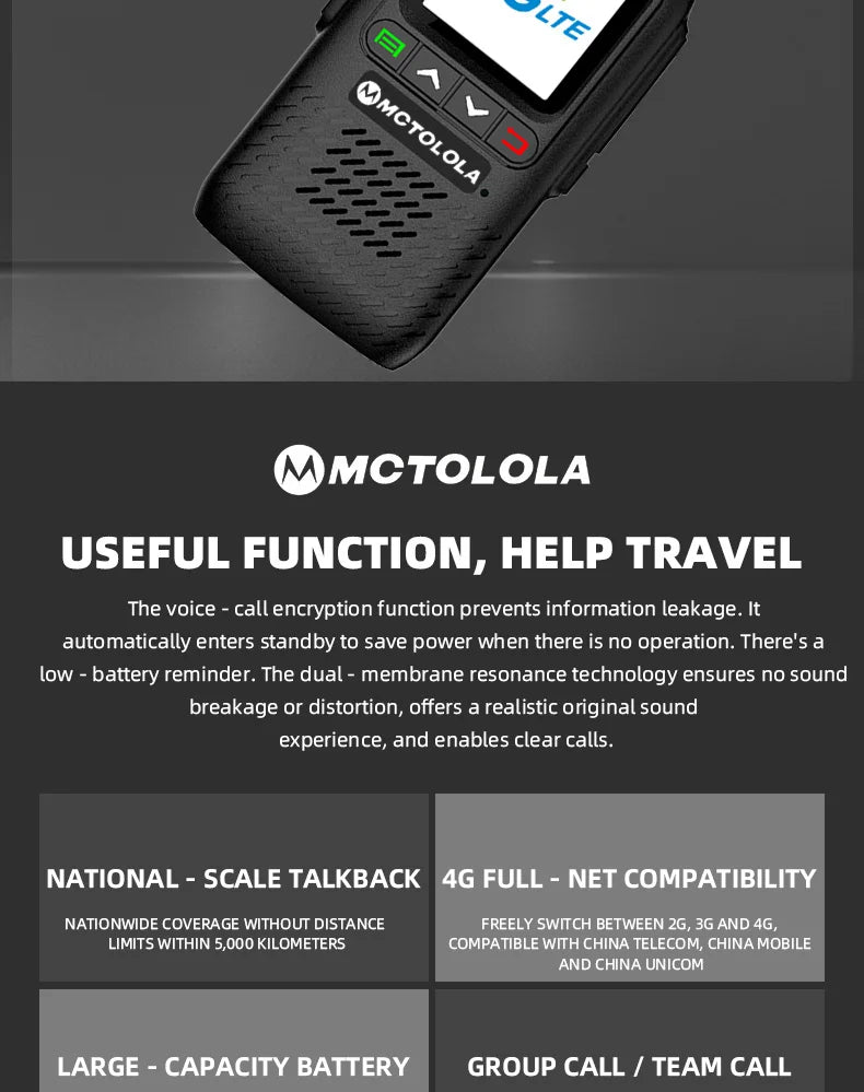 MOTOLOLA MT-888 Talkie-Walkie 4G/5G PoC - Communication à Portée Mondiale - BLACKBEARD OUTDOOR INDUSTRIES