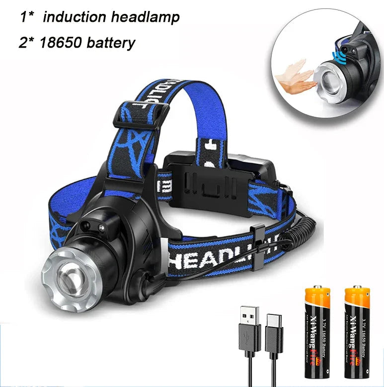Lampe Frontale Heinast T6 – 50W LED Super Puissante, Zoom, Étanche, 3 Modes, Rechargeable 2x18650 (Batteries Optionnelles) Ma boutique
