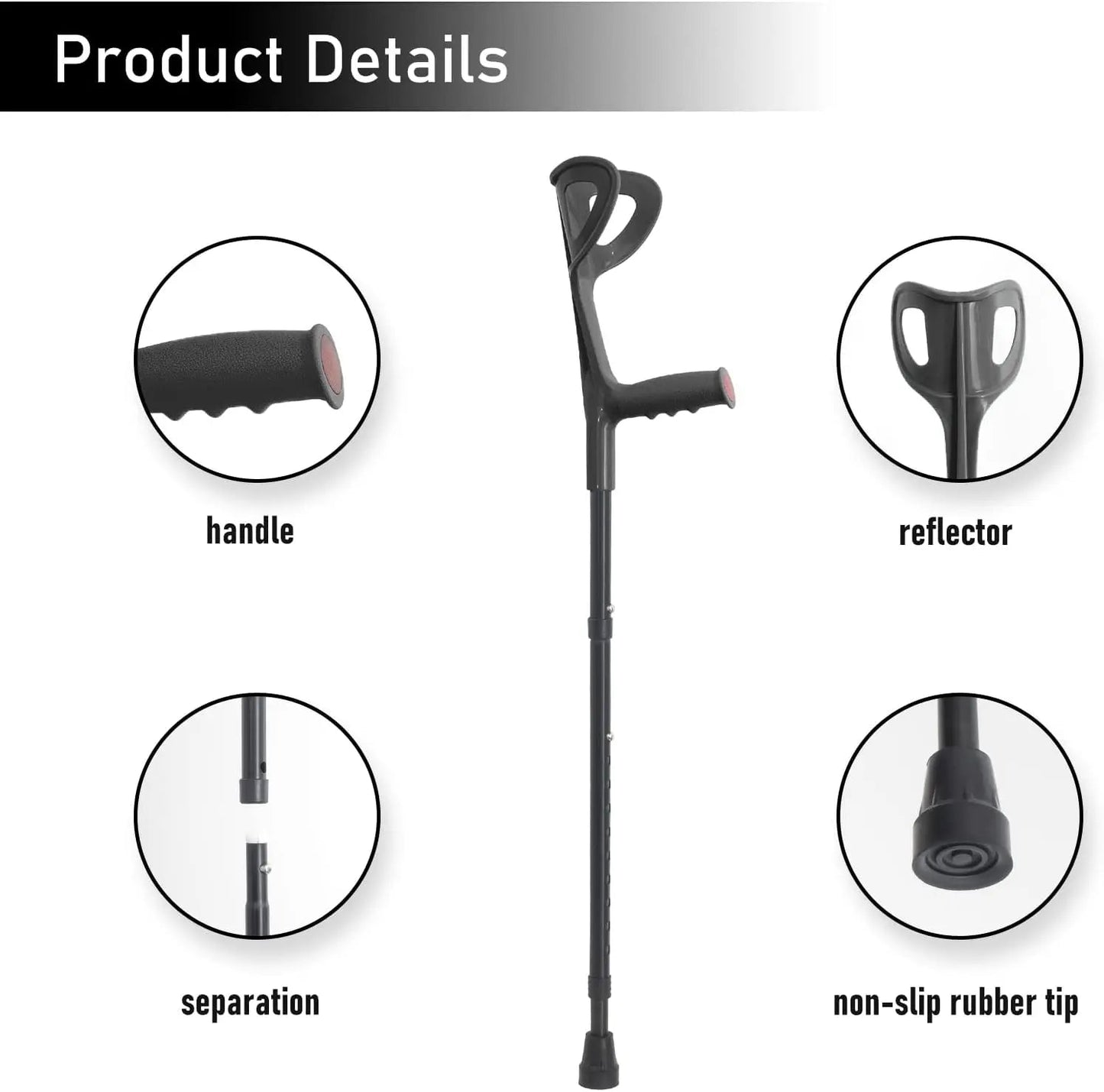 Canne Pliable Télescopique avec LED – Béquille Antidérapante Légère pour Seniors Ma boutique