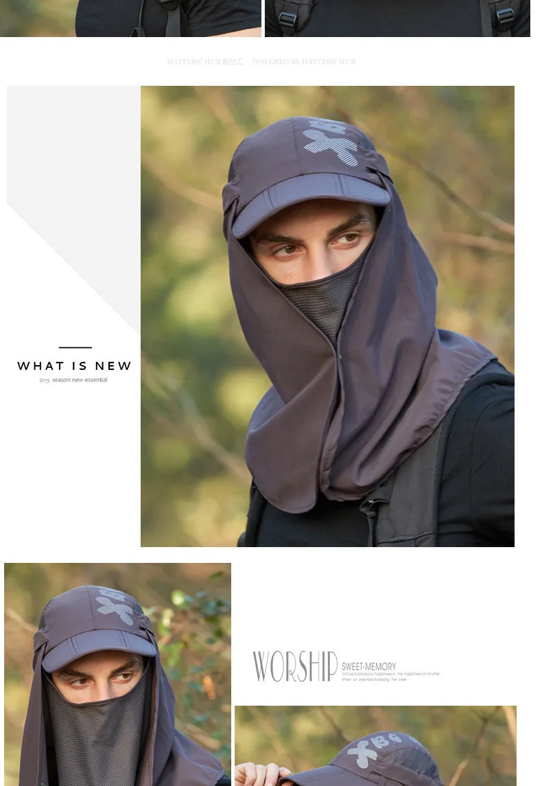 Chapeau de Protection UV d'Été – Casquette Anti-UV avec Protection du Cou et du Visage, Pliable, Séchage Rapide, Imperméable, Idéale pour Randonnée, Pêche et Activités Outdoor - BLACKBEARD OUTDOOR INDUSTRIES