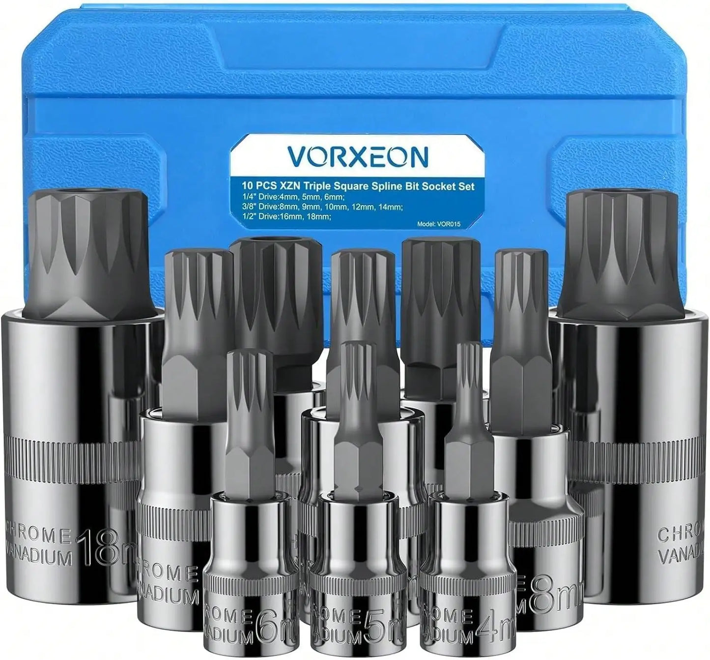 Coffret 10 Pièces XZN Triple Square Spline Bit Socket – Embouts M4 à M18 avec Boîte de Rangement Renforcée - BLACKBEARD OUTDOOR INDUSTRIES
