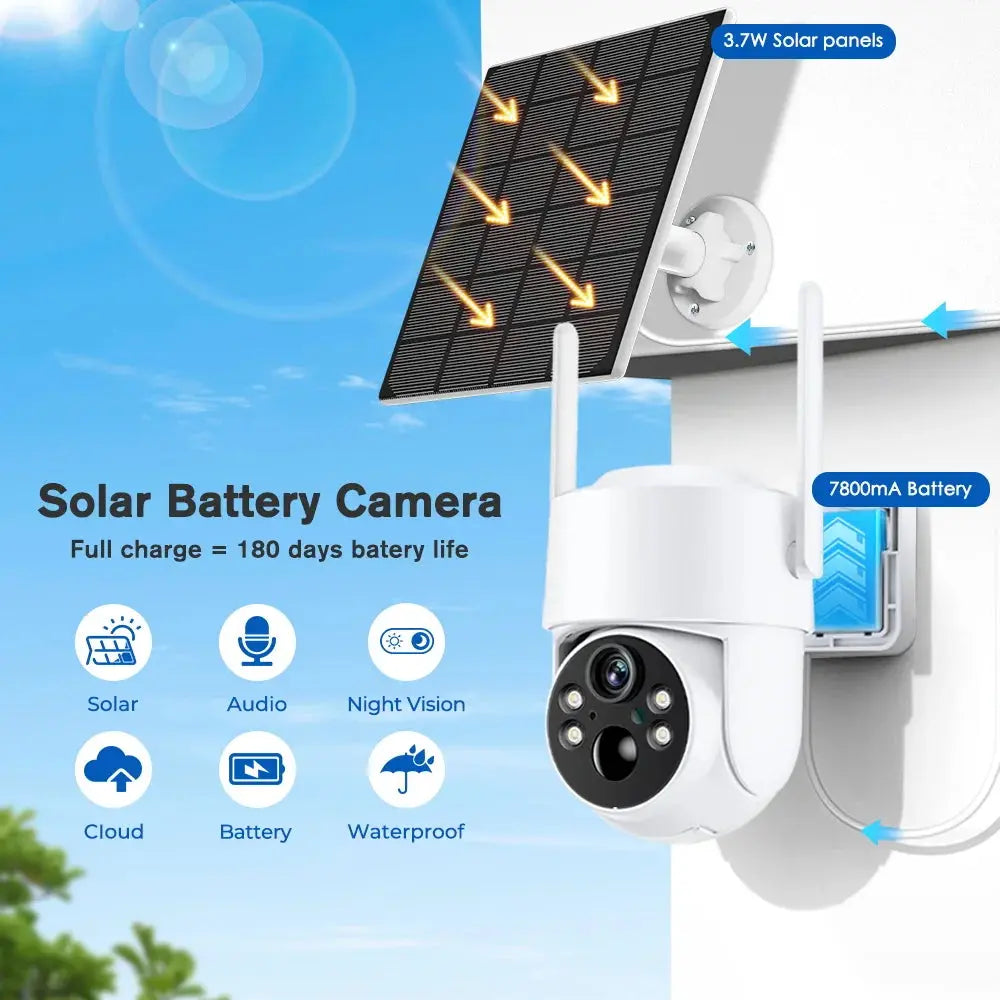 Caméra de Surveillance Solaire WiFi PTZ 4MP | Batterie 7800mAh | Vision Nocturne Couleur | Détection PIR | Étanche IP66 | iCSee App Ma boutique