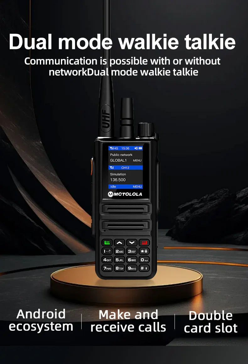 MOTOLOLA MT-8900 Talkie-Walkie Android 2G/4G - Radio Analogique VHF/UHF à Longue Portée Compatible PTT/PoC - BLACKBEARD OUTDOOR INDUSTRIES