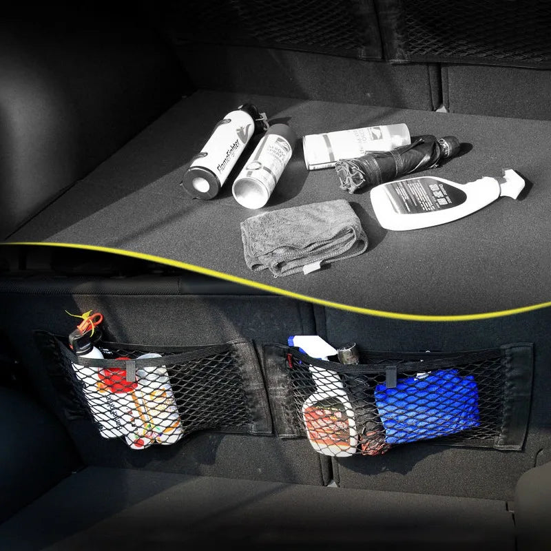 Filet de Rangement Universel Double Maille pour Coffre de Voiture – Anti-Glisse, Fixation Extincteur, Organisation Multi-Usage - BLACKBEARD OUTDOOR INDUSTRIES