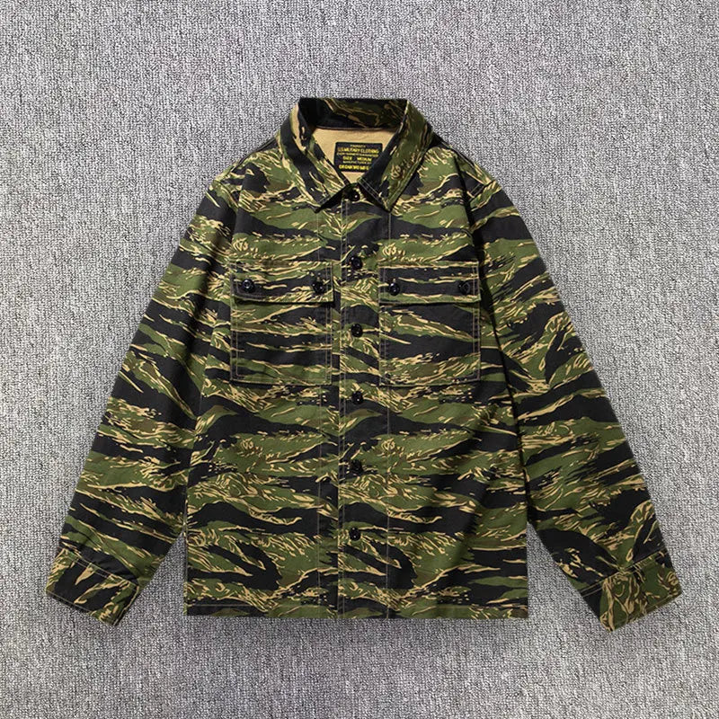 Chemise Camouflage Homme – Style Rayures Tigre | Manches Longues | Multi-poches | Casual & Workwear - BLACKBEARD OUTDOOR INDUSTRIES