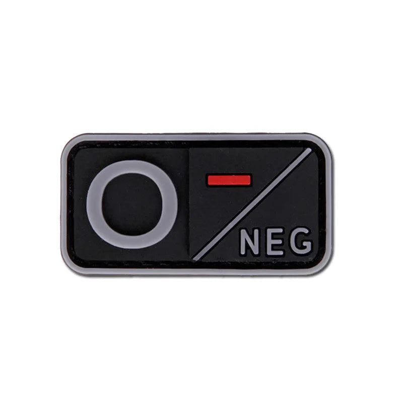 Patch Groupe Sanguin 3D PVC – A B AB O Rh + / - – Écusson Tactique Militaire Hook & Loop 5×2,5 cm - BLACKBEARD OUTDOOR INDUSTRIES
