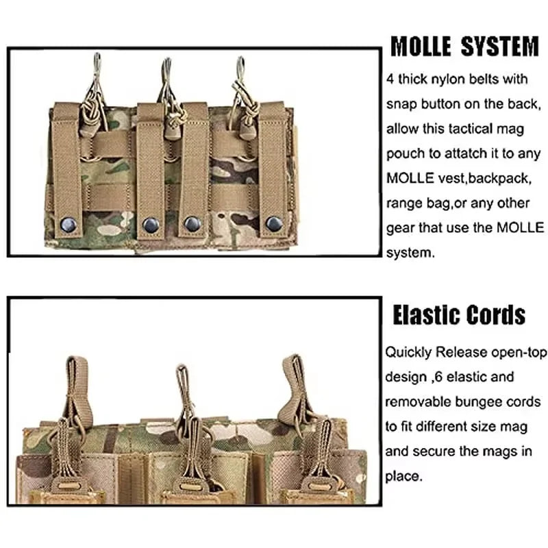 Poche Tactique Triple Chargeur – Ouverture Rapide – Compatible M4/M16/AK – Système Molle - BLACKBEARD OUTDOOR INDUSTRIES