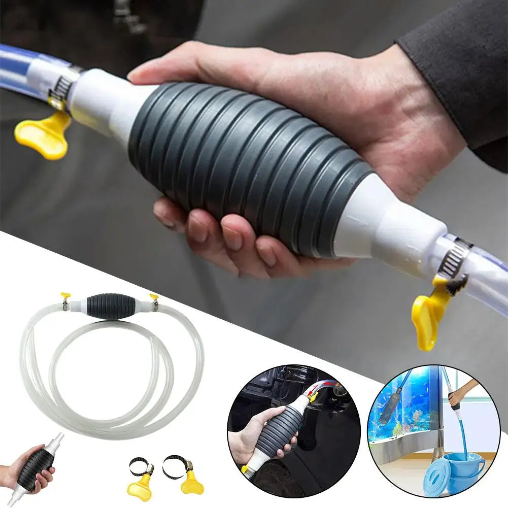 Pompe Manuelle de Transfert Multifonction – Pompe à Carburant, Huile, Eau, Diesel, Nettoyeur Liquide avec Colliers Métalliques Antifuite - BLACKBEARD OUTDOOR INDUSTRIES
