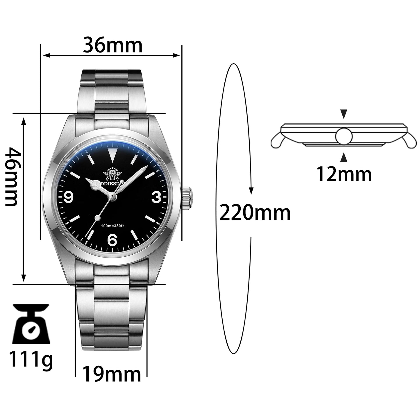 Montre Homme ADDIESDIVE AD2023-1 – Quartz Japonais VH31 – Étanche 100M – Verre Saphir Bulle – Style Business/Diver - BLACKBEARD OUTDOOR INDUSTRIES