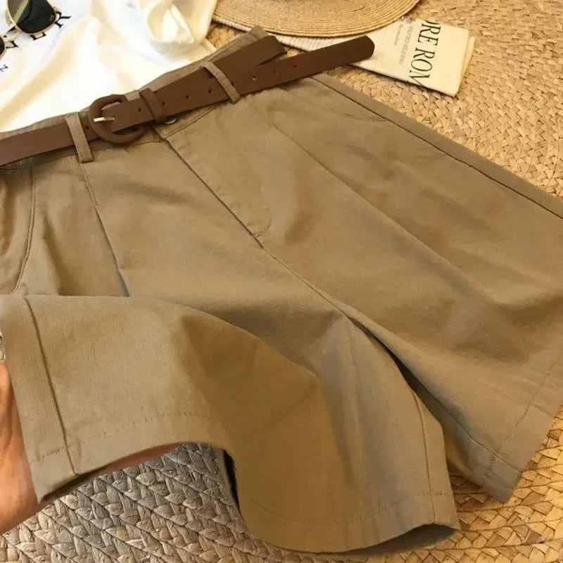 Short Large Femme Été – Style Classique & Décontracté Coupe A-Line, Léger, Coton Mélangé, Taille Mi-haute, Fermeture Zippée Ma boutique