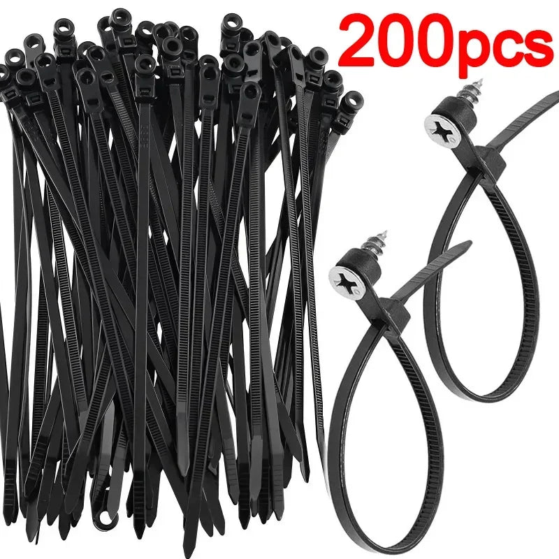 Serre-Câbles Nylon avec Trou de Vis – Lot de 100 ou 200 Pièces Attaches Auto-Bloquantes pour Câbles, Fils et Organisation DIY Bureau & Maison - BLACKBEARD OUTDOOR INDUSTRIES
