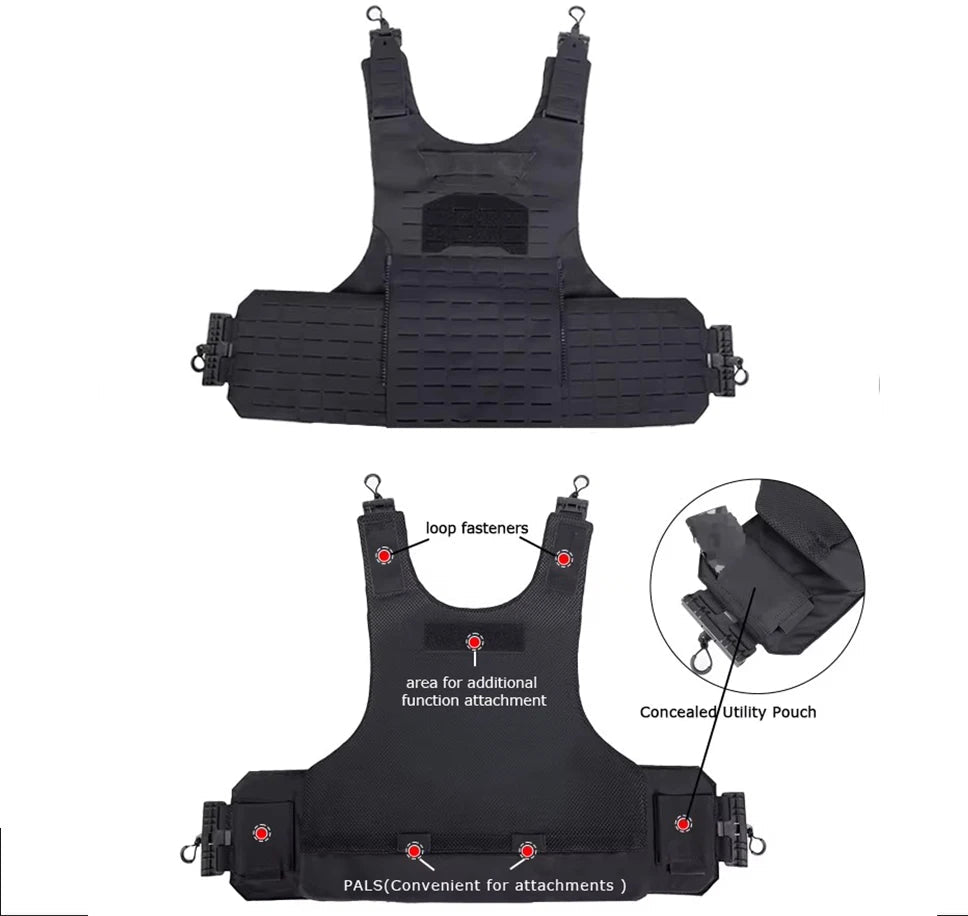 Gilet Tactique YAKEDA en Nylon – Gilet de Chasse avec Libération Rapide et Système PALS Découpé au Laser, Dos Extensible et Résistant à l'Usure BLACKBEARD OUTDOOR INDUSTRIES