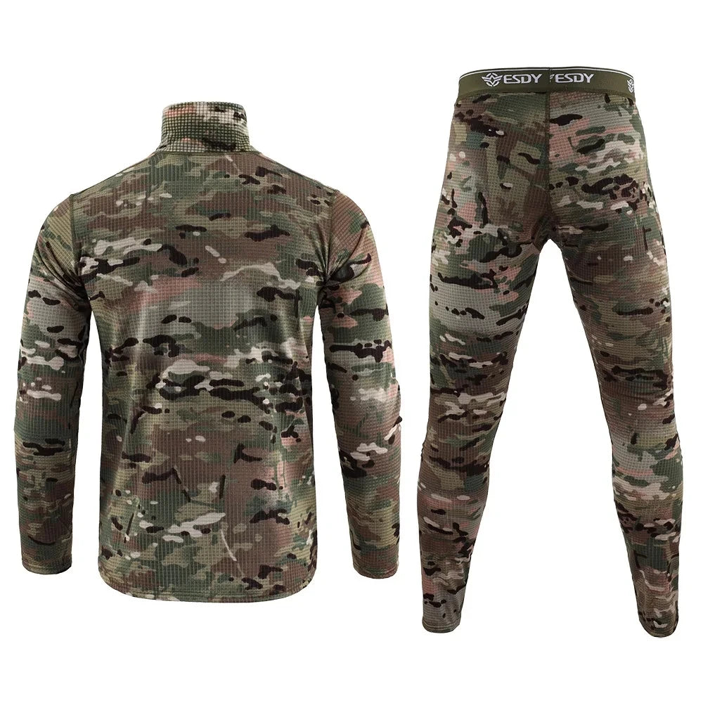Ensemble de Sous-Vêtements Thermiques pour Homme – Sous-Vêtements Chauds en Fleece, Sèche-Vite, Compression, Long Johns pour l'Hiver – Vêtements Militaires/Armée BLACKBEARD OUTDOOR INDUSTRIES