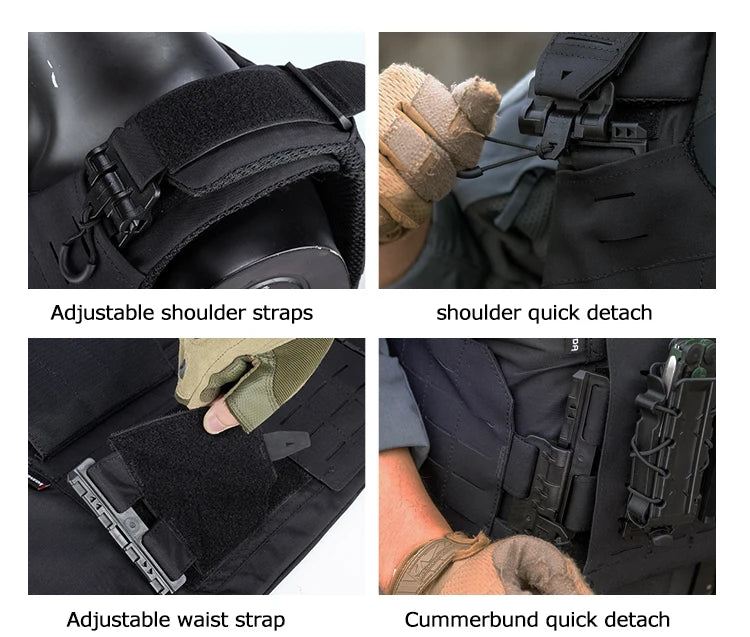 Gilet Tactique YAKEDA en Nylon – Gilet de Chasse avec Libération Rapide et Système PALS Découpé au Laser, Dos Extensible et Résistant à l'Usure BLACKBEARD OUTDOOR INDUSTRIES