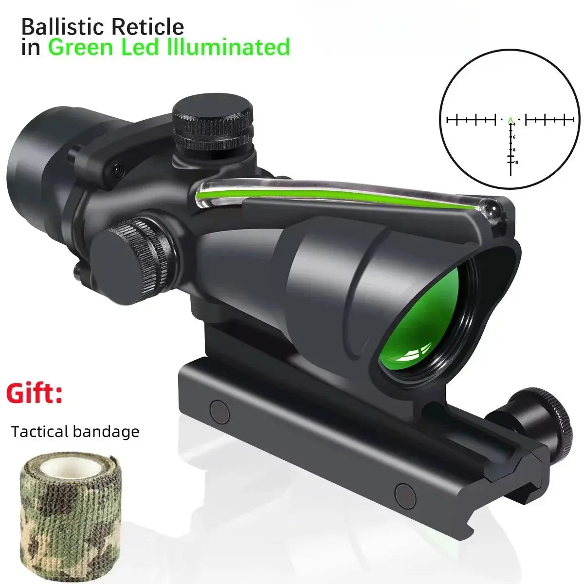Lunette de Tir 4x32 avec Point Rouge – Optique à Fibre Réelle, Réticule Éclairé Vert et Rouge pour Rail 20mm Ma boutique
