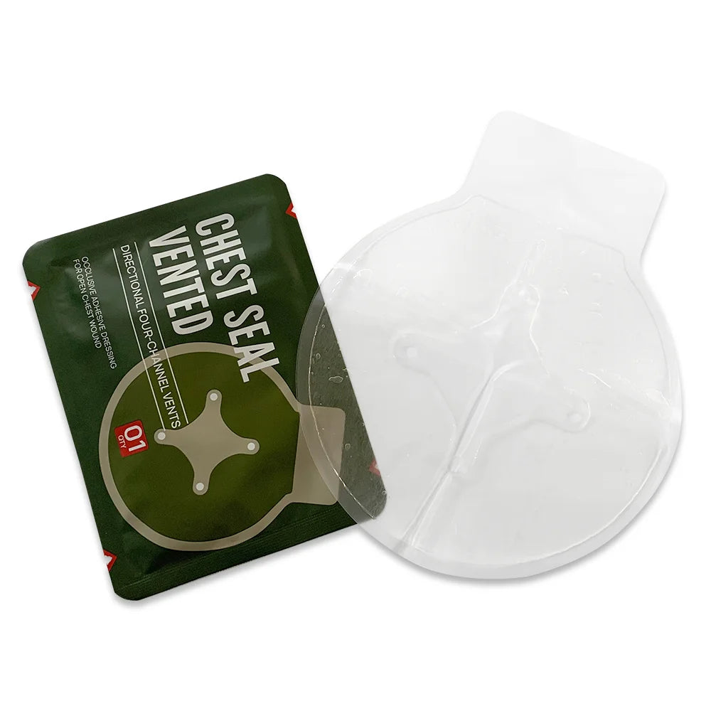 Pansement de Scellement pour Torse Tactique avec 4 Orifices (Vented) - Soins Trauma pour Patch Médical de Scellement Thoracique IFAK BLACKBEARD OUTDOOR INDUSTRIES
