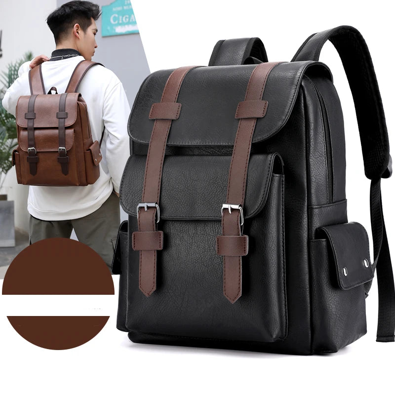 Sac à Dos Homme en Cuir PU – Élégant & Fonctionnel | Ordinateur Portable & École | 20–35L - BLACKBEARD OUTDOOR INDUSTRIES