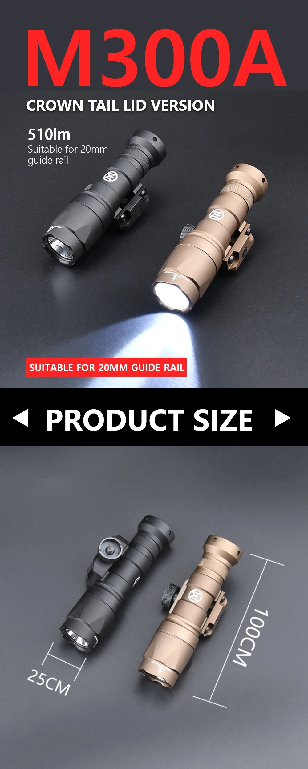 Lampe Tactique WADSN M300A – Mini Scout Light Type SureFire pour Rail 20mm - BLACKBEARD OUTDOOR INDUSTRIES