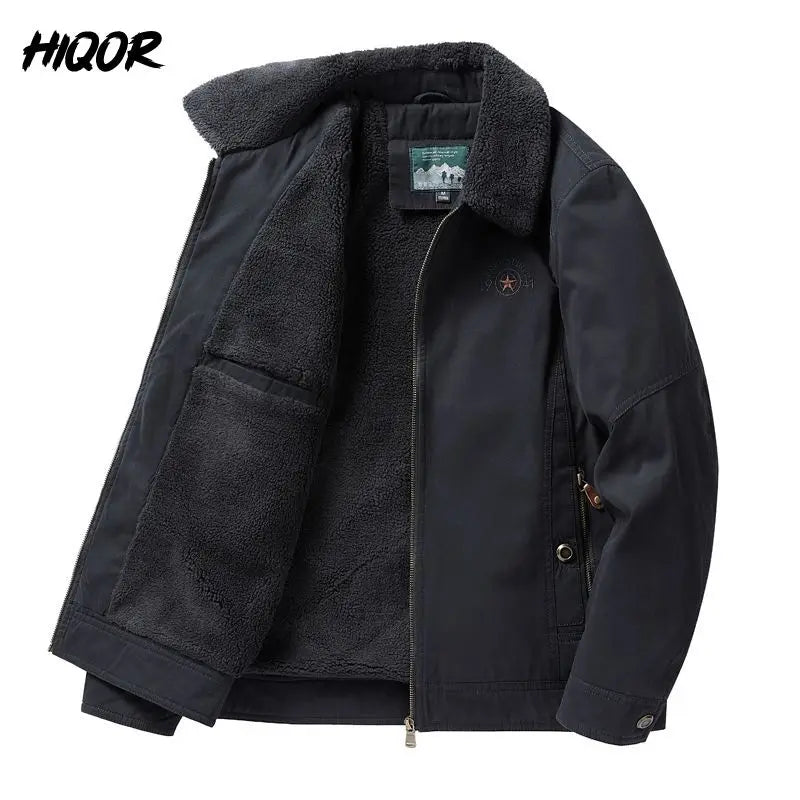 Autumn Winter Men's Cotton Thick Warm Fleece Jackets Stand Collar Fleece Lined Outdoor Workwear Warm Casual Style New Arrival BLACKBEARD OUTDOOR INDUSTRIES