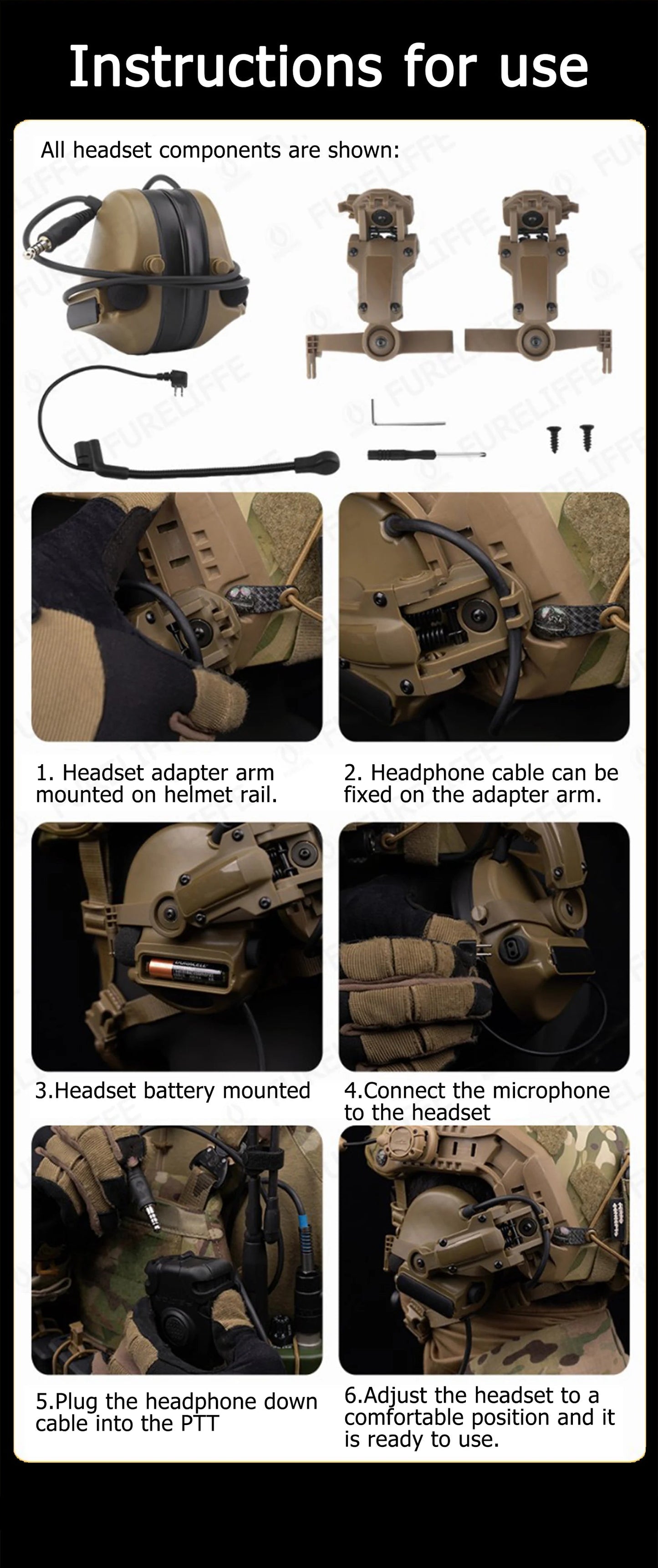 Casque Tactique de Protection Auditive Active – Casque Anti-Bruit Électronique avec Communication pour Casque Tactique BLACKBEARD OUTDOOR INDUSTRIES