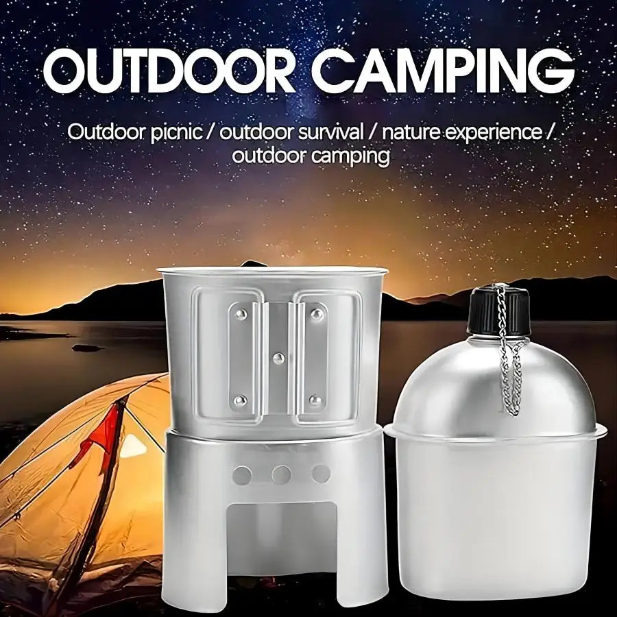 Gourde Militaire en Aluminium avec Gobelet et Pochette – 1 Set – 900 ml – Bouteille d’Eau Portable pour Camping, Randonnée, Voyage, Activités Outdoor - BLACKBEARD OUTDOOR INDUSTRIES