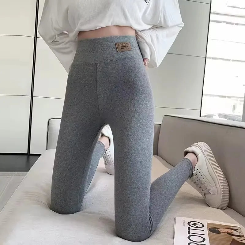 Legging Femme Taille Haute Gris Coton – Confort Slim Fit Grande Taille Automne et Toutes Saisons - BLACKBEARD OUTDOOR INDUSTRIES