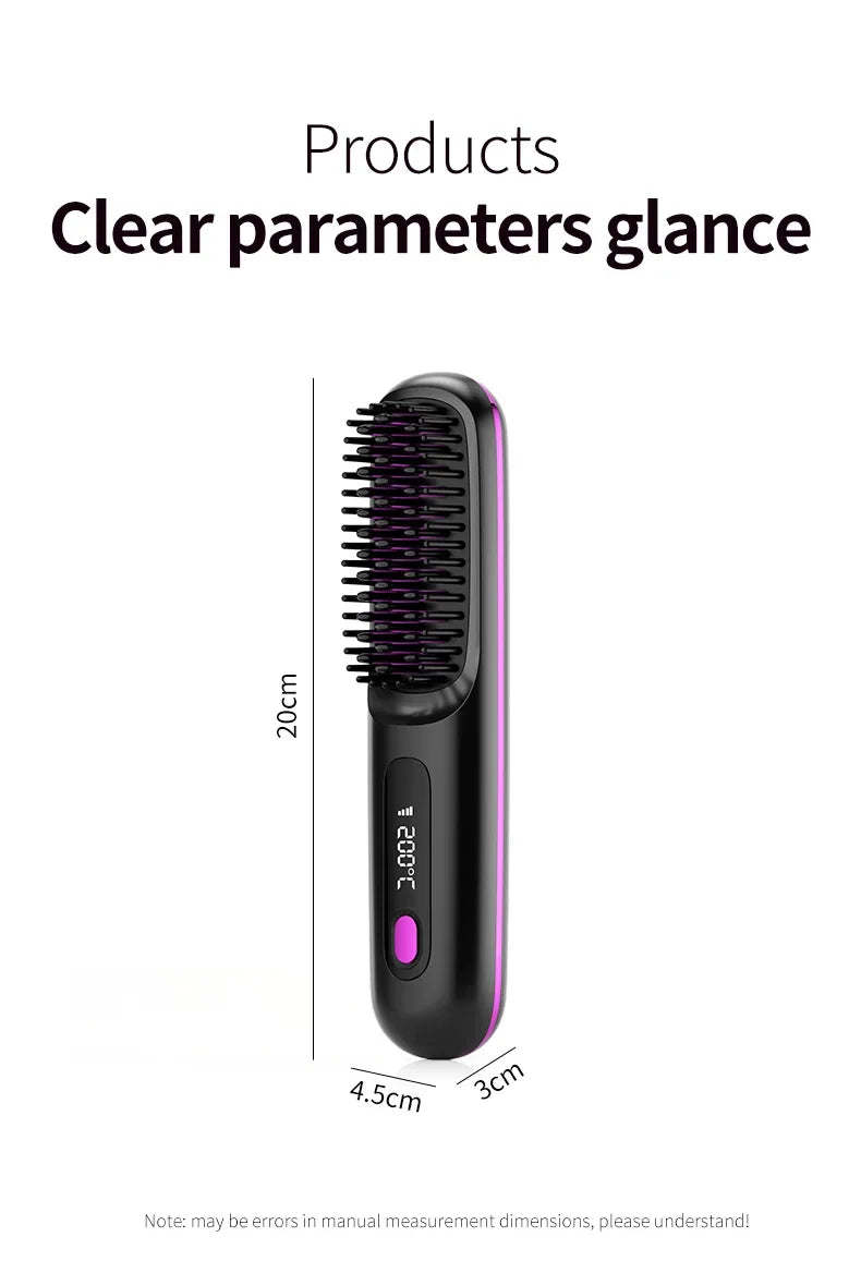 Peigne Lissant Électrique USB LCD avec Chauffage Céramique – Brosse Lissante Rechargeable Sans Fil avec Ions Négatifs - BLACKBEARD OUTDOOR INDUSTRIES