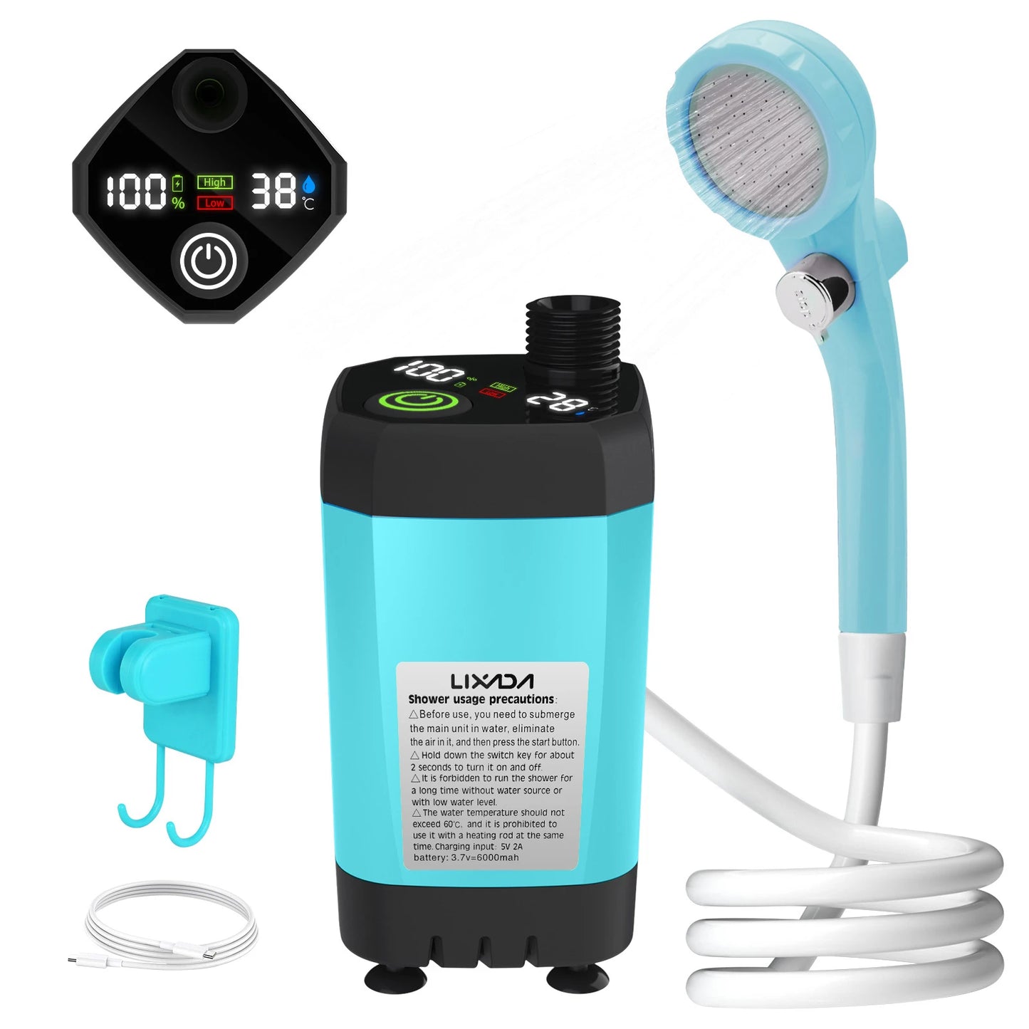 Kit de Douche Portable pour Camping – Pompe de Douche RV avec Écran Numérique Intelligent, Mode Éco Énergétique, Batterie 6000mAh – Idéale pour Aventures en Plein Air - BLACKBEARD OUTDOOR INDUSTRIES