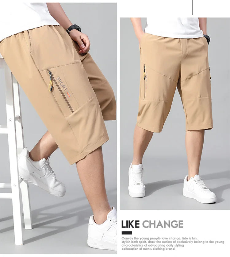 Short Cargo Homme - Poches Zippées, Taille Élastique, Coton Respirant, Style Décontracté Été Ma boutique