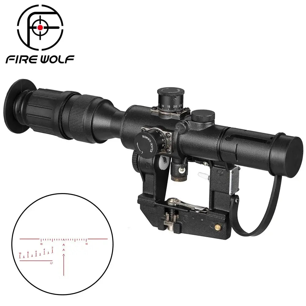 Viseur Tactique SVD Dragunov 4x26 avec Réticule Rouge Illuminé – Optique de Chasse pour Fusil AK et Tir de Précision Ma boutique