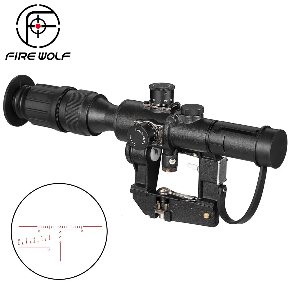 Tactical SVD Dragunov 4x26 – Lunette de Précision à Réticule Illuminé Rouge pour Fusil de Chasse et Tir de Précision - BLACKBEARD OUTDOOR INDUSTRIES