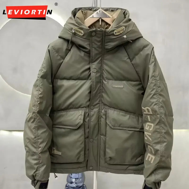 Fashion Men's Hooded Down Jacket Fall Winter Thick Warm Outdoor Windproof Sportwear Coats Male Disposable White Duck Down Jacket BLACKBEARD OUTDOOR INDUSTRIES