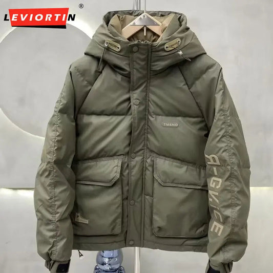Fashion Men's Hooded Down Jacket Fall Winter Thick Warm Outdoor Windproof Sportwear Coats Male Disposable White Duck Down Jacket BLACKBEARD OUTDOOR INDUSTRIES
