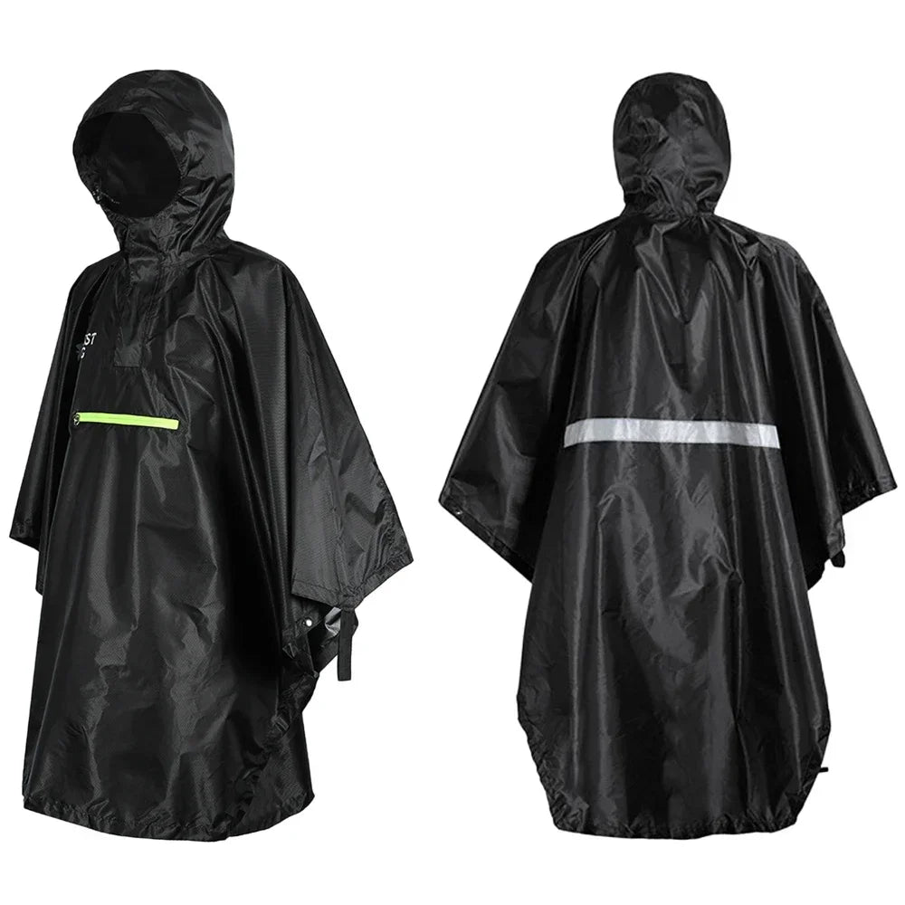 Poncho de Pluie avec Réflecteur - Imperméable Unisexe pour Vélo, Randonnée et Activités de Plein Air (Cape de Pluie, Capuche, Bande Réfléchissante) BLACKBEARD OUTDOOR INDUSTRIES