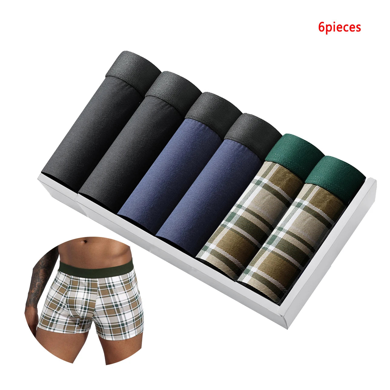 Pack de 6 Boxers Noirs pour Hommes - Sous-vêtements Doux et Respirants BLACKBEARD OUTDOOR INDUSTRIES