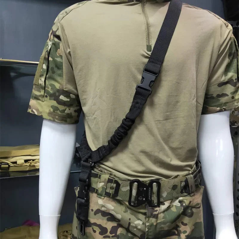 Sangle Fusil Tactique à Point Unique – Harnais Élastique et Réglable 120–150 cm - BLACKBEARD OUTDOOR INDUSTRIES