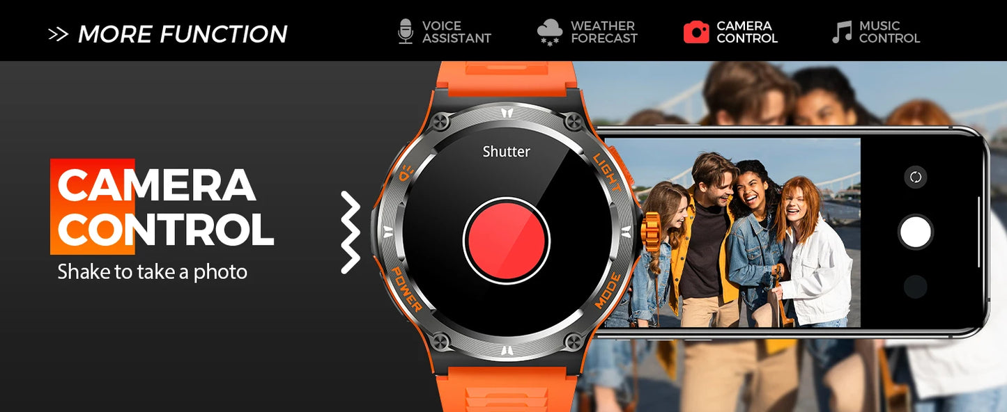 KT76 – Montre Connectée Sport Homme avec Boussole, Lampe LED et Suivi Santé - BLACKBEARD OUTDOOR INDUSTRIES