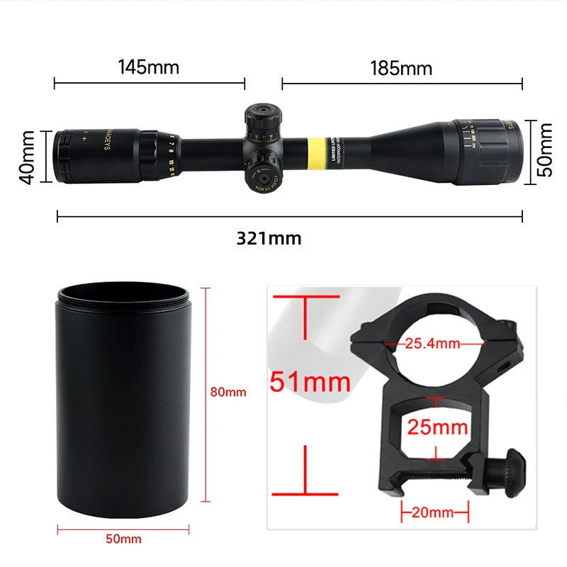 Lunette de Visée Tactique SFP 4-16X44 / 6-24X50 / 10-40X50 avec Réticule Illuminé Rouge & Vert, Réglage Parallaxe - BLACKBEARD OUTDOOR INDUSTRIES