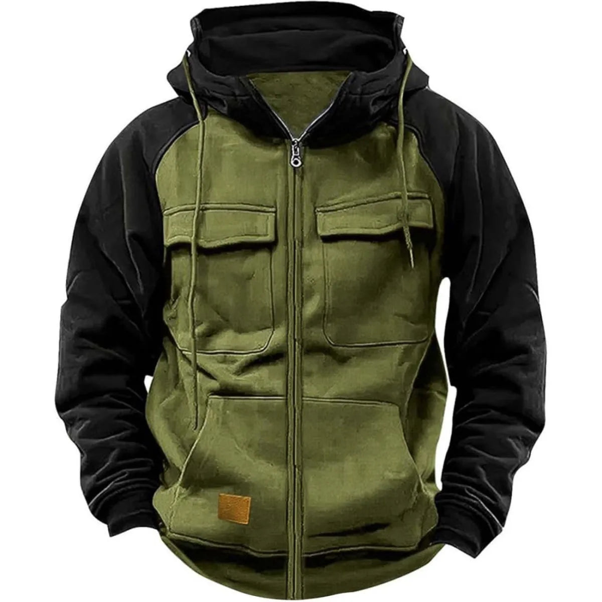 Sweat-shirt Tactique à Capuche pour Homme - Zip, Patchwork, Poches Multiples, Veste de Voyage Automne-Hiver BLACKBEARD OUTDOOR INDUSTRIES