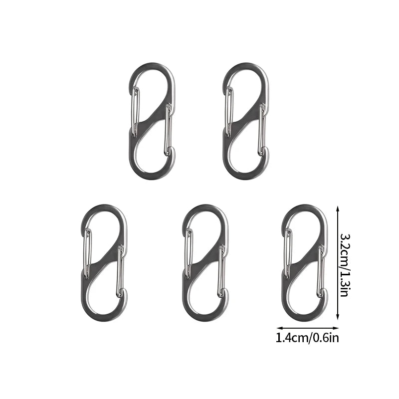 5PCS Mousquetons Tactiques en S – Mini Clip Aluminium Anti-Vol pour Camping & Randonnée - BLACKBEARD OUTDOOR INDUSTRIES