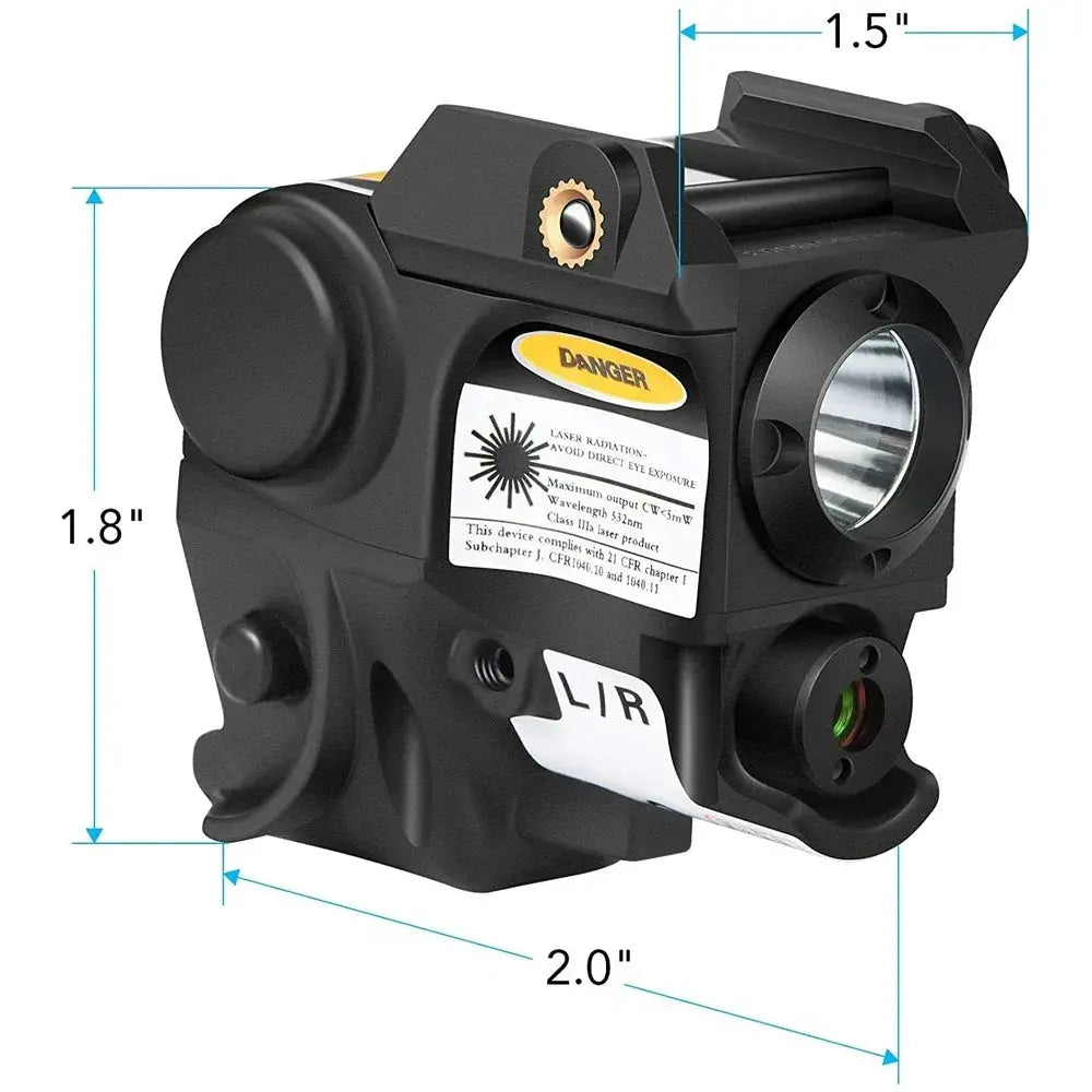 LAMBUL Tactical Compact Pistolet Lampe + Laser Combo Rouge/Vert – Mini Lanterna pour Rail Picatinny Glock 17/19 Ma boutique