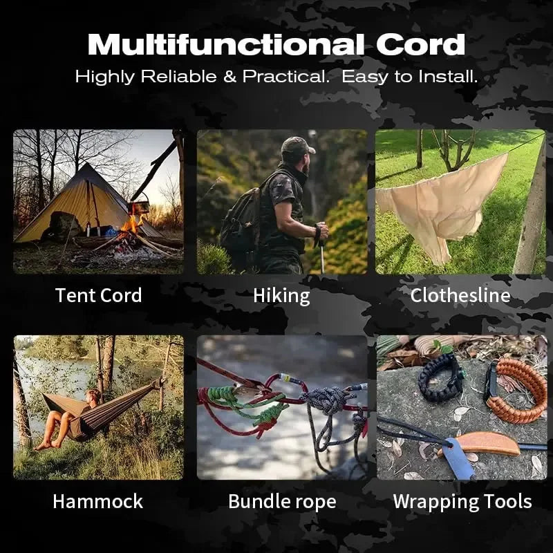 Corde Paracorde Militaire 550 – 100M / 50M / 31M – 7 Brins – 4 mm – Corde de Parachute pour Extérieur, Survie, Bricolage, Camping, Bracelet, Ligne de Tente - BLACKBEARD OUTDOOR INDUSTRIES