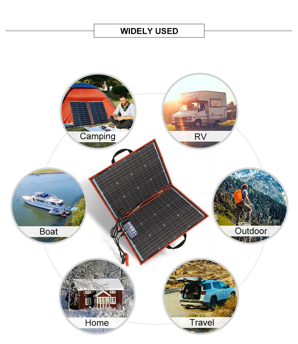 Dokio 100W Panneau Solaire Flexible et Pliant 18V avec Kit Contrôleur 12V – Idéal pour Camping, Voyage et VR - BLACKBEARD OUTDOOR INDUSTRIES