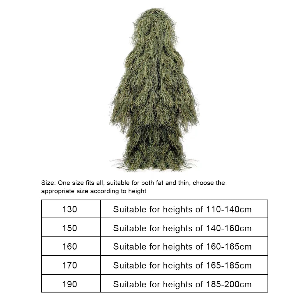 Ensemble 5 pièces Ghillie Suit Camouflage Woodland – Veste, Pantalon, Capuche, Housse de Fusil et Sac de Transport - BLACKBEARD OUTDOOR INDUSTRIES