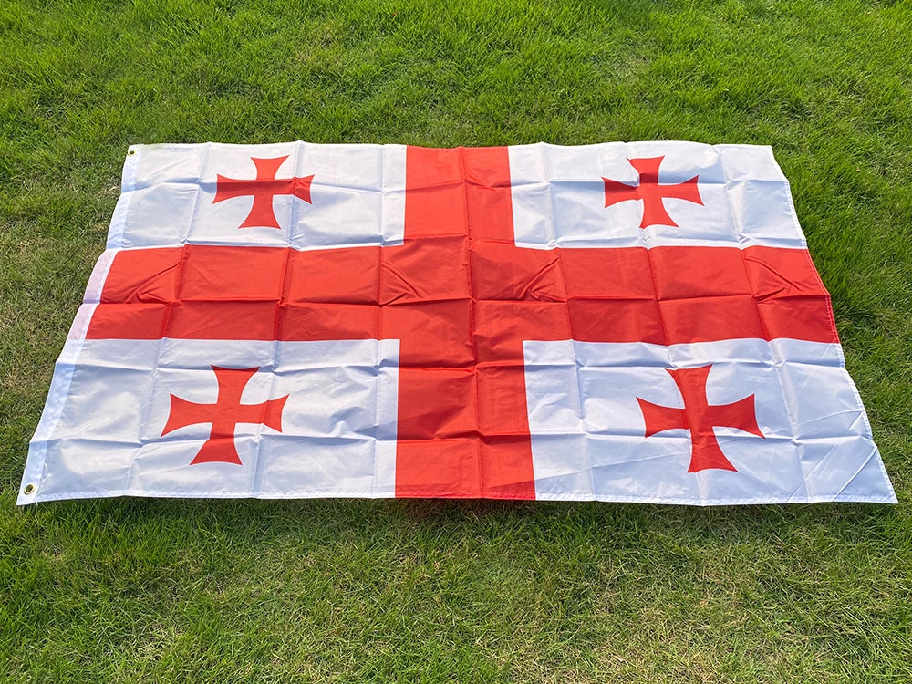 Drapeau de la Géorgie 90x150 cm – Bannière en Polyester Imprimée des Deux Côtés pour Décoration BLACKBEARD OUTDOOR INDUSTRIES