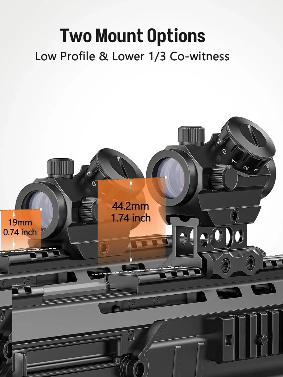 Viseur Point Rouge 2 MOA – Reflex Sight 1x25 mm – Étanche, Antichoc et Anti-buée – Avec Rehausseur de 1 pouce - BLACKBEARD OUTDOOR INDUSTRIES