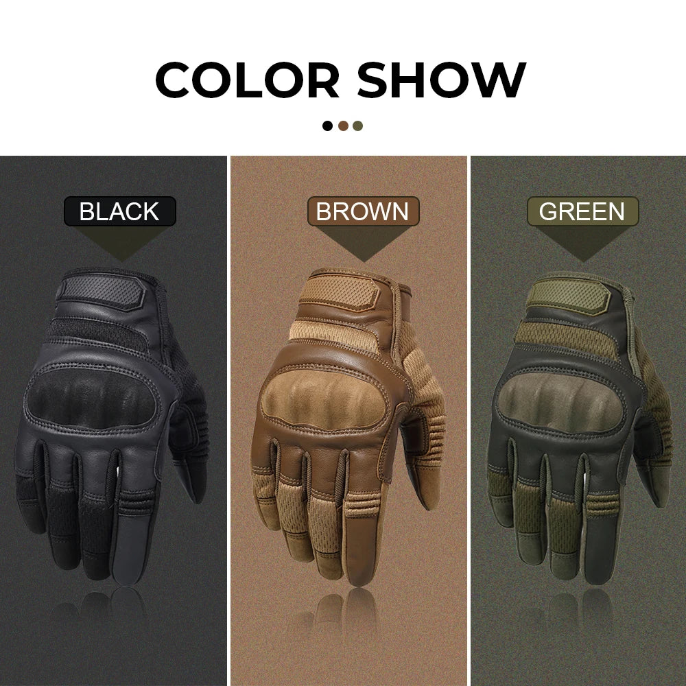 Gants Moto Tactiles en Cuir PU – Protection Totale & Confort Haut de Gamme - BLACKBEARD OUTDOOR INDUSTRIES